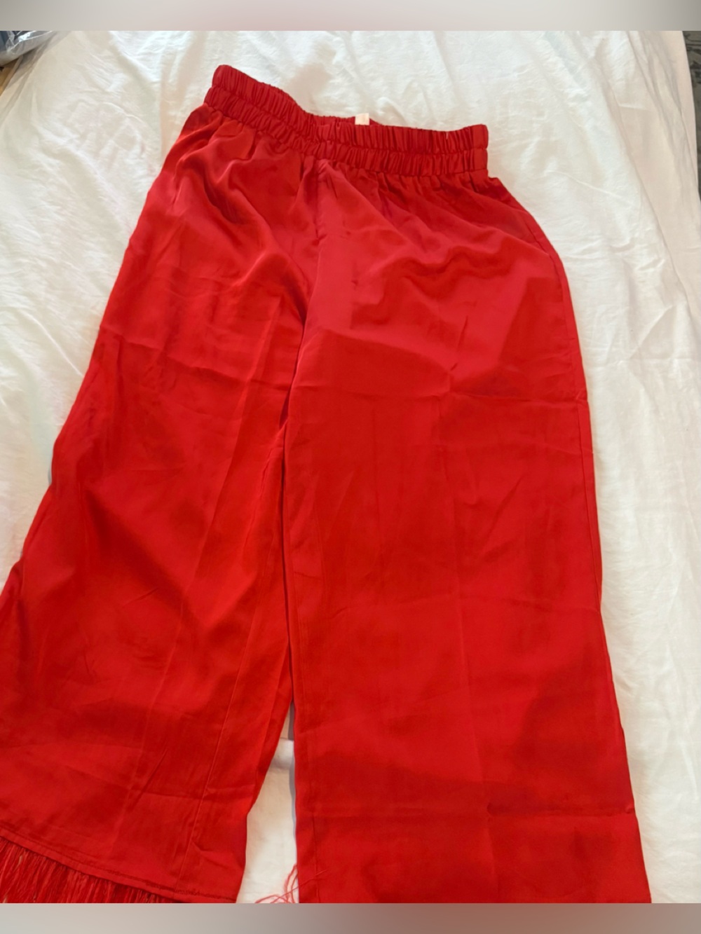 Hutch Bright Red Elastic Waist Fringe Pants EUC 0785